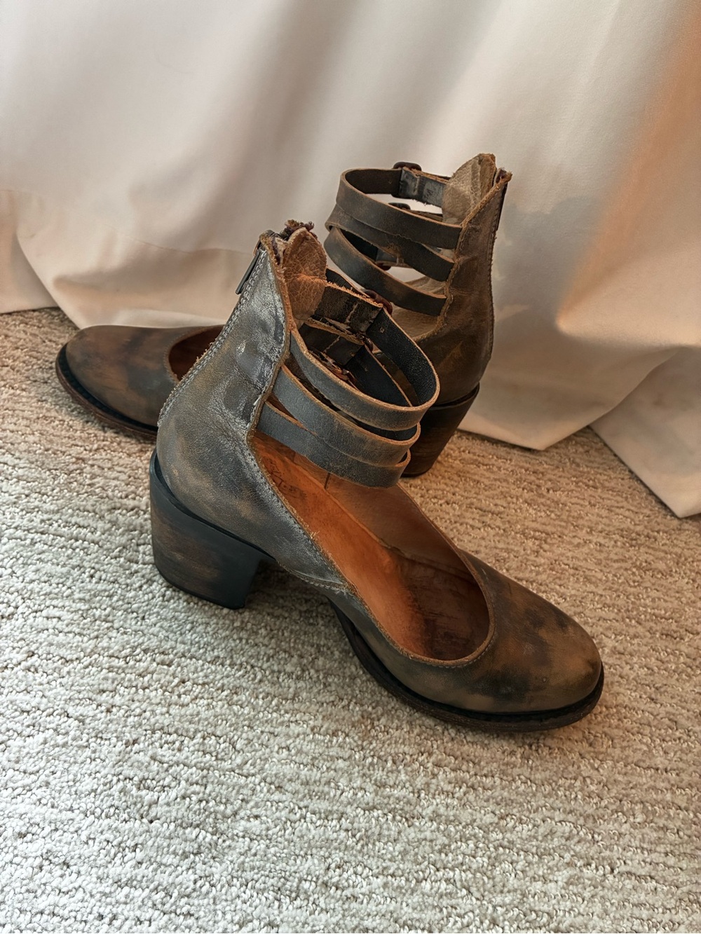 Freebird by Steven Metallic Bronze Triple-Strap Block Heel Boots - Picture 4 of 8